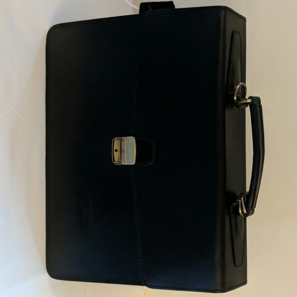 Persaman New York Nicola Black Leather Briefcase